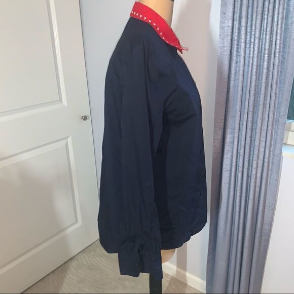 Karen Scott Sport Patriotic USA Long Sleeve Button Down Shirt - Picture 3 of 6